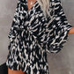 Tied Printed Kimono Sleeve Romper