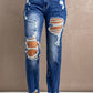 Baeful Distressed High-Rise Jeans with Pockets