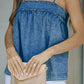 Smocked Adjustable Strap Denim Cami