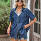 Pocketed Button Up Short Sleeve Denim Shirt