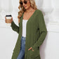 Pocketed Open Front Long Sleeve Cardigan