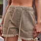 Drawstring Raw Hem Denim Shorts