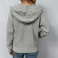 Zip-Up Drawstring Detail Hooded Cardigan