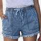 Pocketed Frayed Denim Shorts