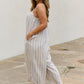 HEYSON Full Size Multi Colored Striped Jumpsuit with Pockets