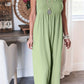 Full Size Smocked Spaghetti Strap Wide Leg Jumpsuit