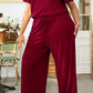 Plus Size Drawstring Waist Short Sleeve Jumpsuit