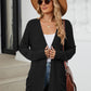 Pocketed Open Front Long Sleeve Cardigan