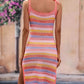 Striped Tie Shoulder Split Cover Up Dress