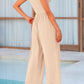 Mock Neck Sleeveless Wide Leg Jumpsuit