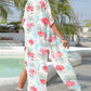 Floral Slit Half Sleeve Cover-Up