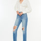 Kancan Distressed Frayed Hem Cropped Jeans