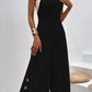 Side Decor Button Wide Leg Overalls