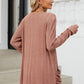 Pocketed Open Front Long Sleeve Cardigan