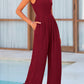 Mock Neck Sleeveless Wide Leg Jumpsuit