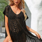 Openwork Plunge Dolman Sleeve Cover-Up Dress