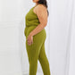 Capella Comfy Casual Full Size Solid Elastic Waistband Jumpsuit in Chartreuse