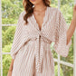 Tied Striped Three-Quarter Sleeve Romper