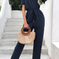 Off-Shoulder Tie Cuff Jumpsuit with Pockets