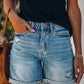 Distressed Denim Shorts with Pockets