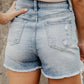 High Waist Raw Hem Denim Shorts