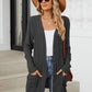 Pocketed Open Front Long Sleeve Cardigan