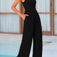 Mock Neck Sleeveless Wide Leg Jumpsuit