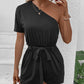 Single Shoulder Tie Waist Romper