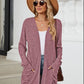 Pocketed Open Front Long Sleeve Cardigan