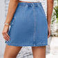 Pocketed Buttoned Denim Skirt