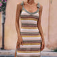 Striped Tie Shoulder Split Cover Up Dress