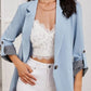 Lapel Collar Roll-Tab Sleeve Blazer