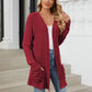 Pocketed Open Front Long Sleeve Cardigan