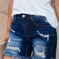 Distressed Frayed Hem Denim Shorts