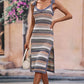 Striped Tie Shoulder Split Cover Up Dress