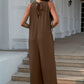 Double Take Full Size Tie Back Cutout Sleeveless Jumpsuit