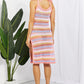 Striped Tie Shoulder Split Cover Up Dress