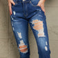 Baeful Distressed High-Rise Jeans with Pockets