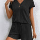 Ribbed V-Neck Top and Shorts Set