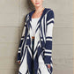 Woven Right Striped Open Front Hooded Cardigan