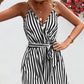 Striped Tie Waist Spaghetti Strap Romper