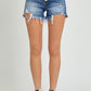 RISEN Button Fly Frayed Hem Denim Shorts