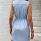 Tied Notched Sleeveless Mini Dress