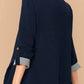 Lapel Collar Roll-Tab Sleeve Blazer