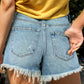 Raw Hem Denim Shorts with Pockets