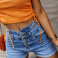 Button-Fly Denim Shorts with Pockets