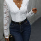 V-Neck Long Sleeve Lace Bodysuit