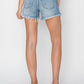 RISEN High Rise Frayed Hem Denim Shorts