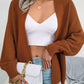 Rib-Knit Open Front Dolman Sleeve Cardigan