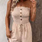 Decorative Button Smocked Strapless Romper